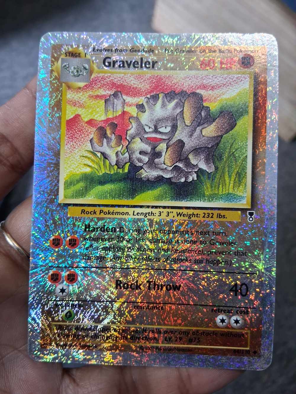 Graveler Holographic Pokemon Card & Gold Plated Promo Pickachu Plaque
